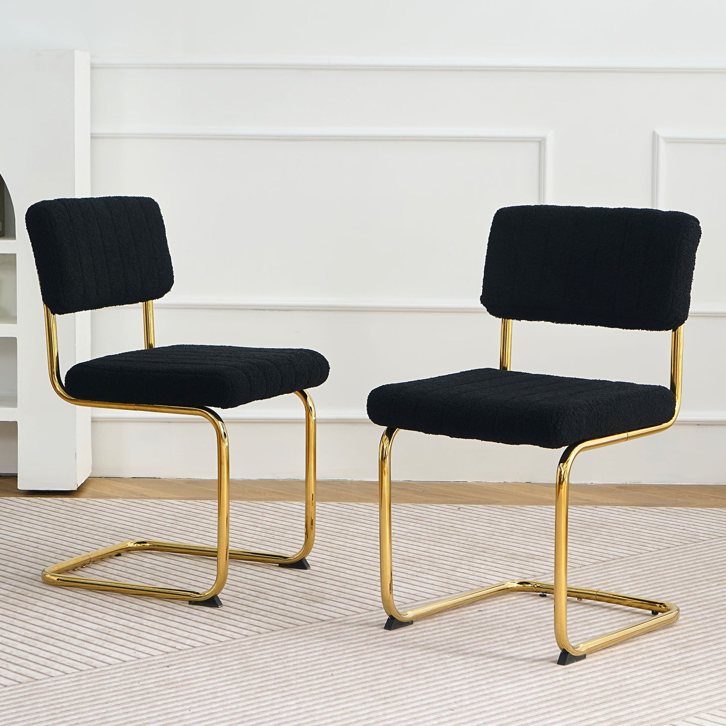 Modern Light Luxury Dining Chair With Metal Legs And Bow Design