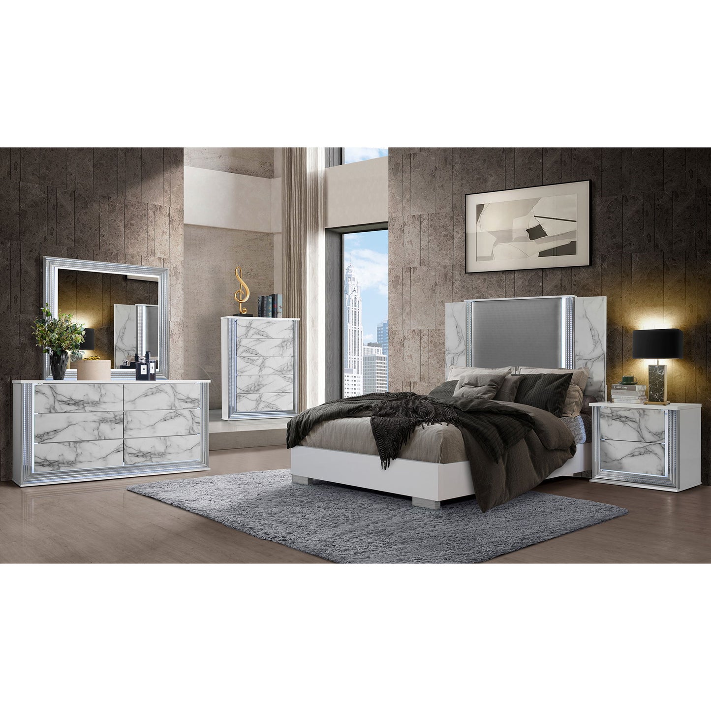 Moon - Chest With LED - White Marble