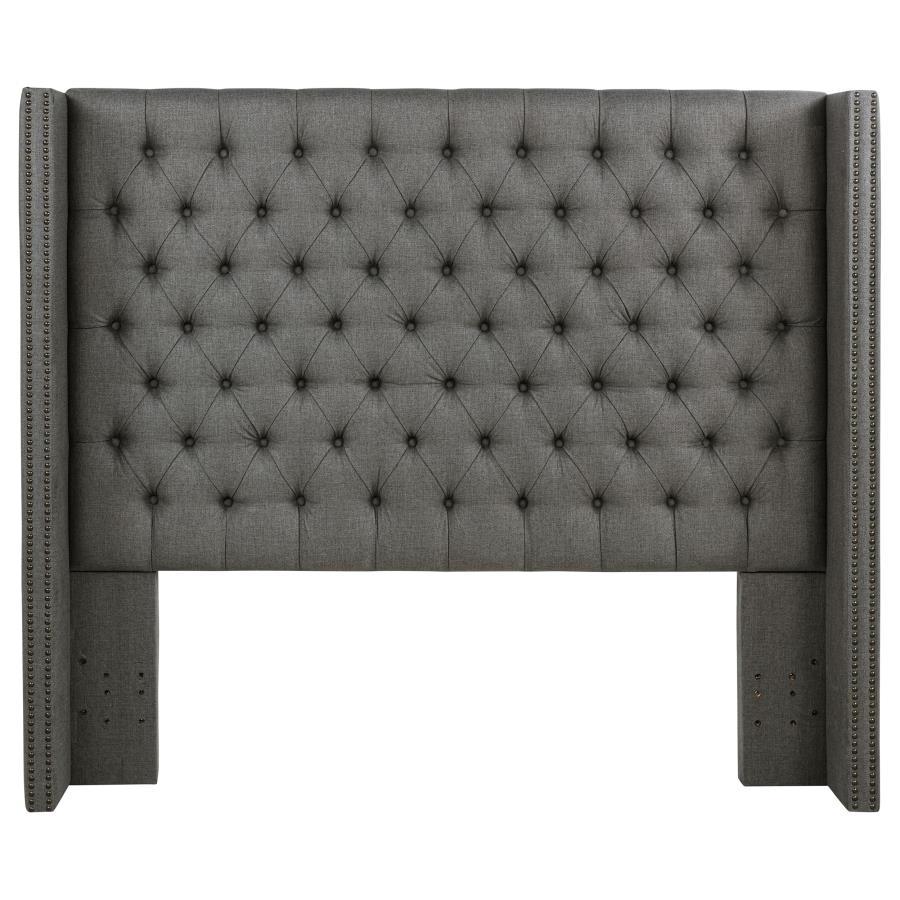 Bancroft - Upholstered Eastern King Wingback Headboard - Gray