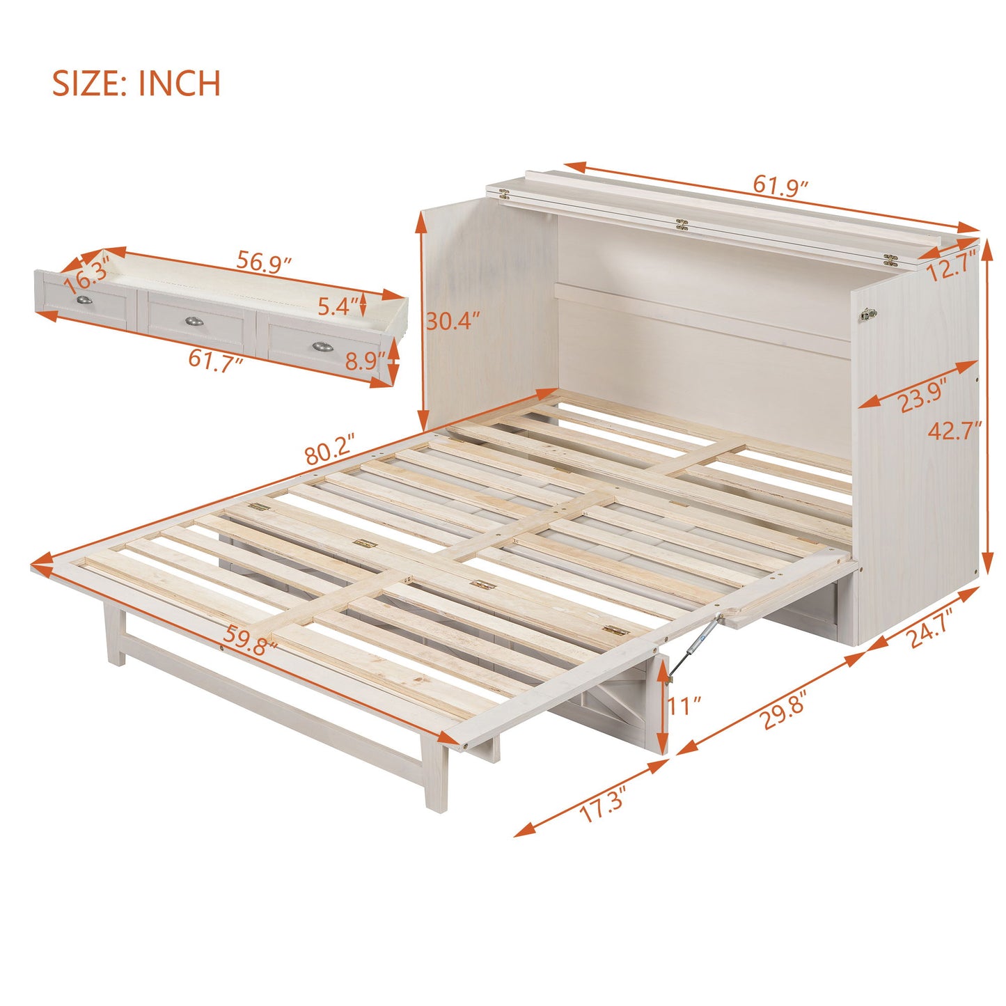 Murphy Bed With Large Drawers And USB Ports