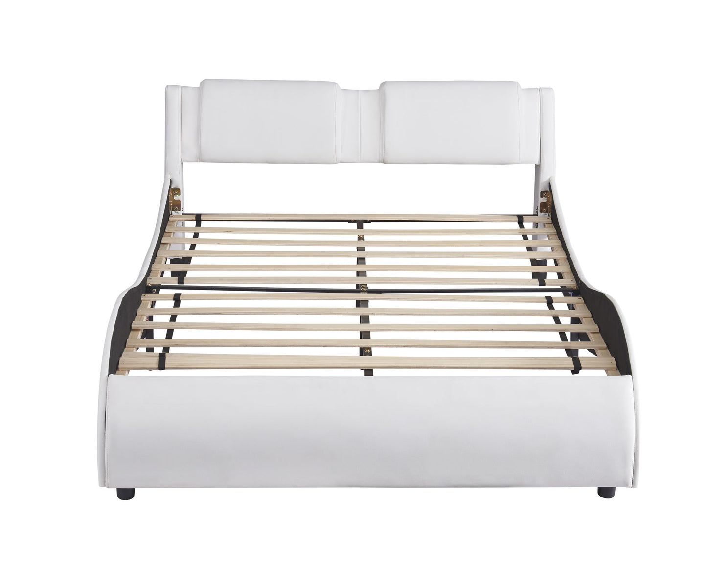Upholstered Platform Bed With LED Light, Frame Slatted