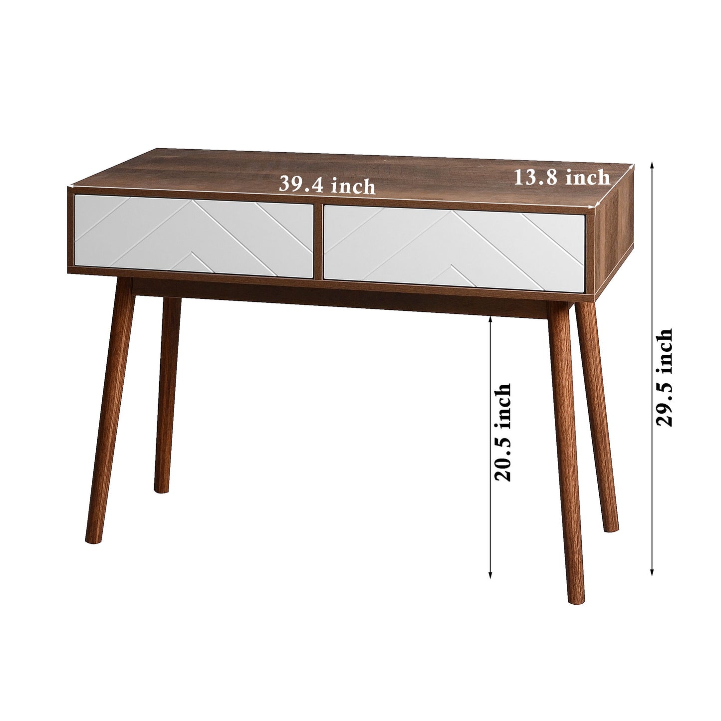 Rustic Entryway Console Table With Carved Panel Drawers And Wood Legs - Natural