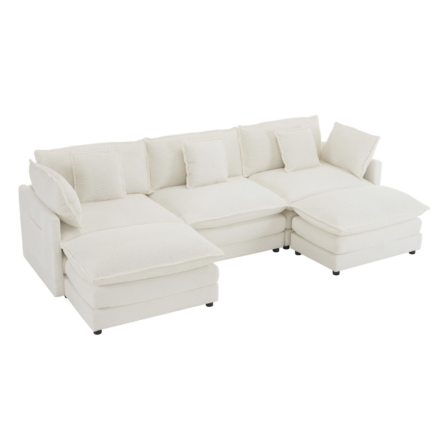 Modern Modular Sectional Sofa With Side Storage Pockets For Living Room
