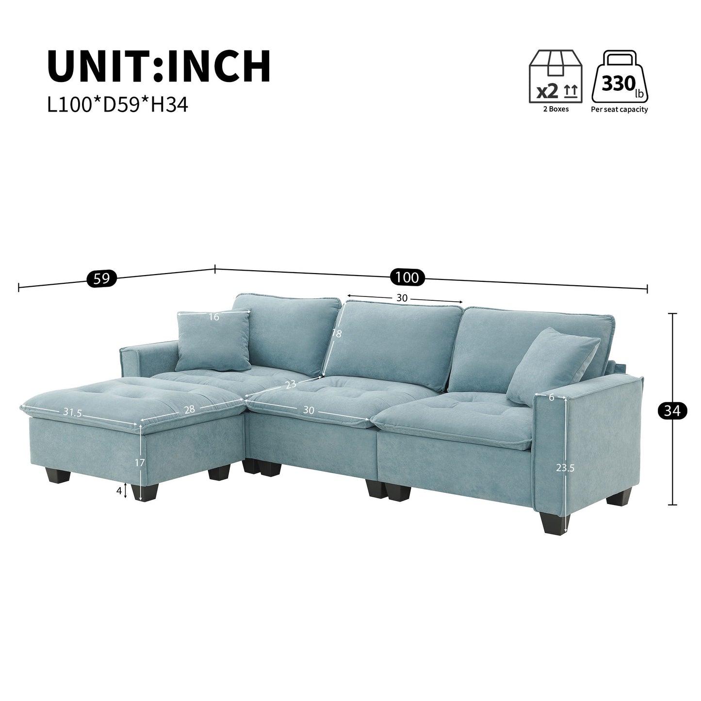 Modern Convertible Sectional L Shaped Reversible Couch Set With Free Pillows 4 Seat Suede Sleeper Sofa With Ottoman