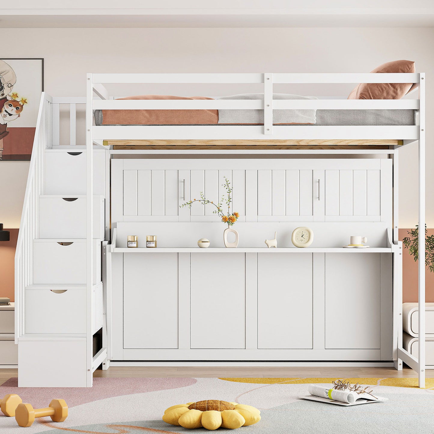 Murphy Bed With Smart Hydraulic System And Desk Design