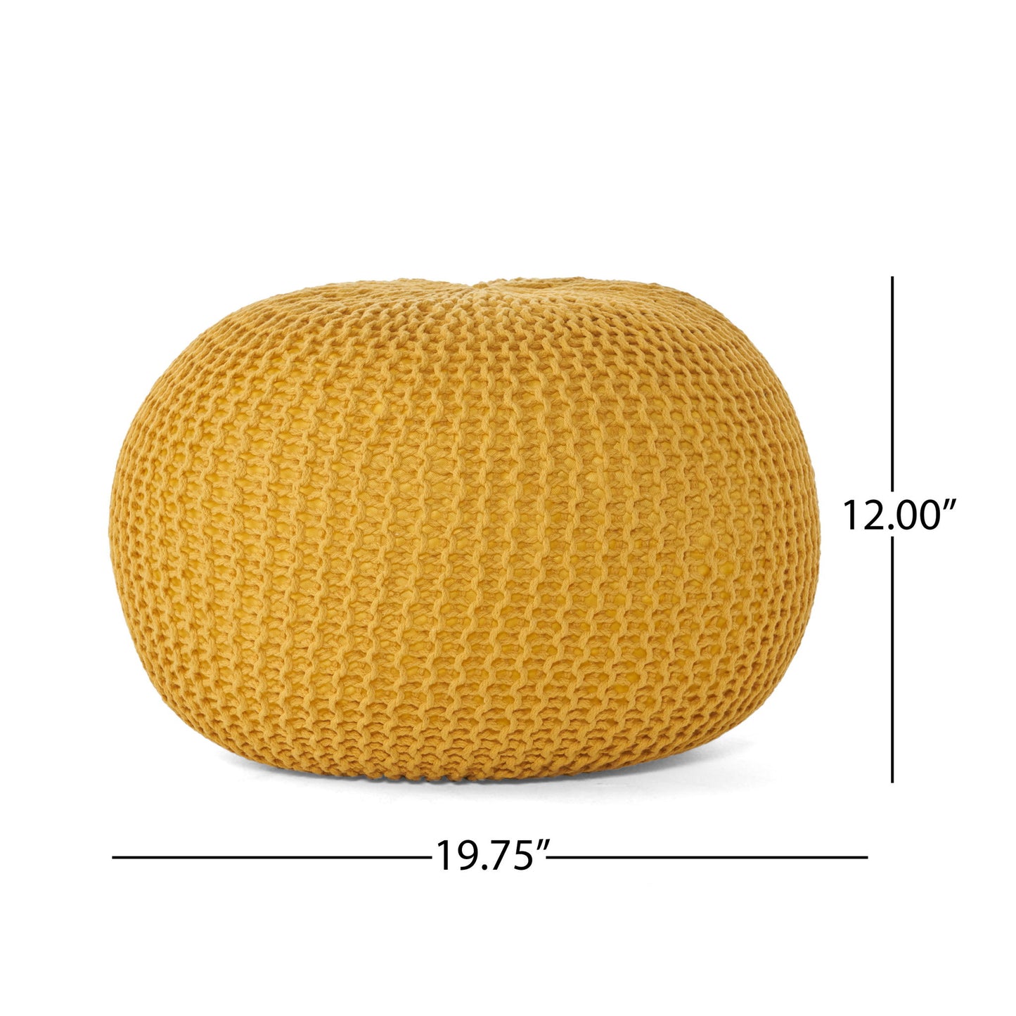 Bordeaux - Knitted Cotton Round Pouf, Versatile Ottoman And Floor Cushion