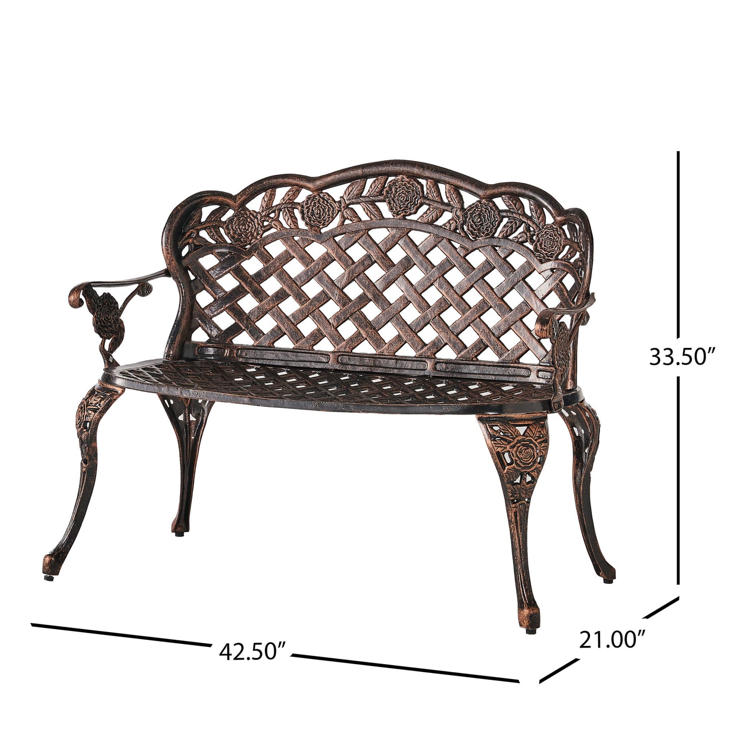 Lucia - Outdoor Garden Bench - Copper