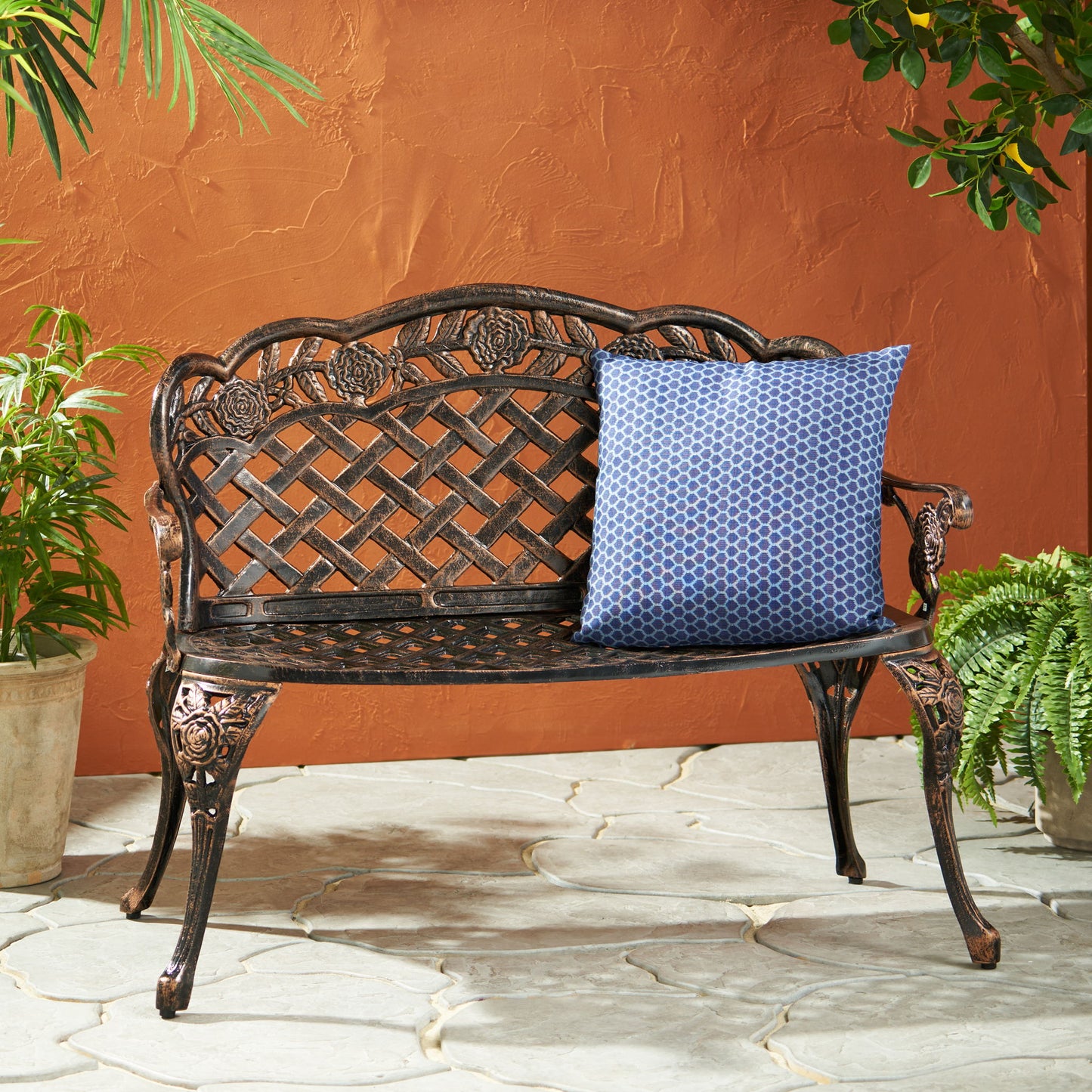 Lucia - Outdoor Garden Bench - Copper