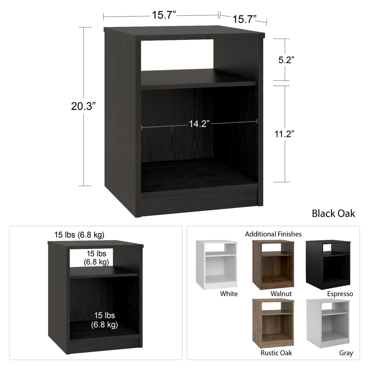 Open Shelf Nightstand - White