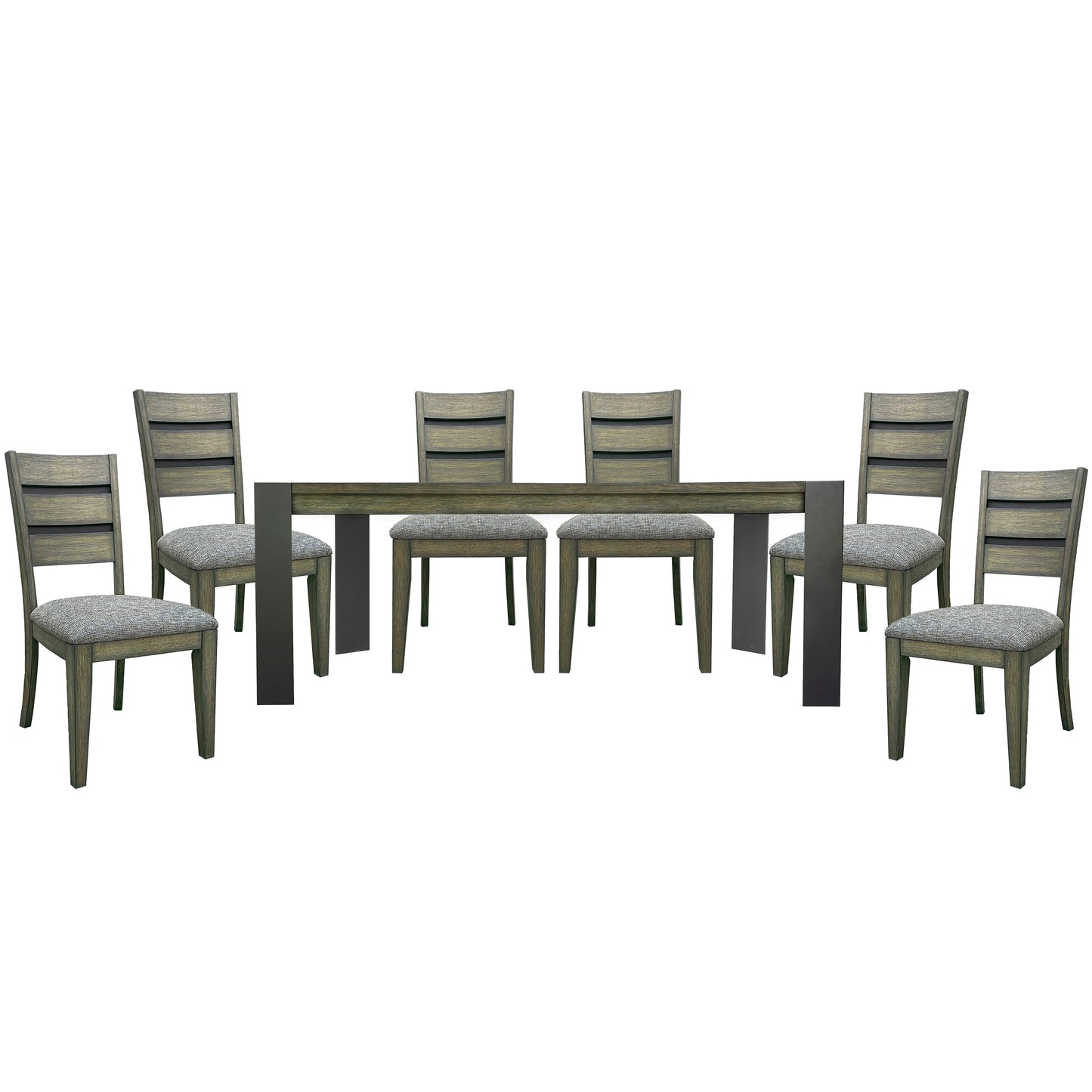 Cedar Fork - 78" Dining Table With 6 Ladderback Chairs - Smoked Arabica