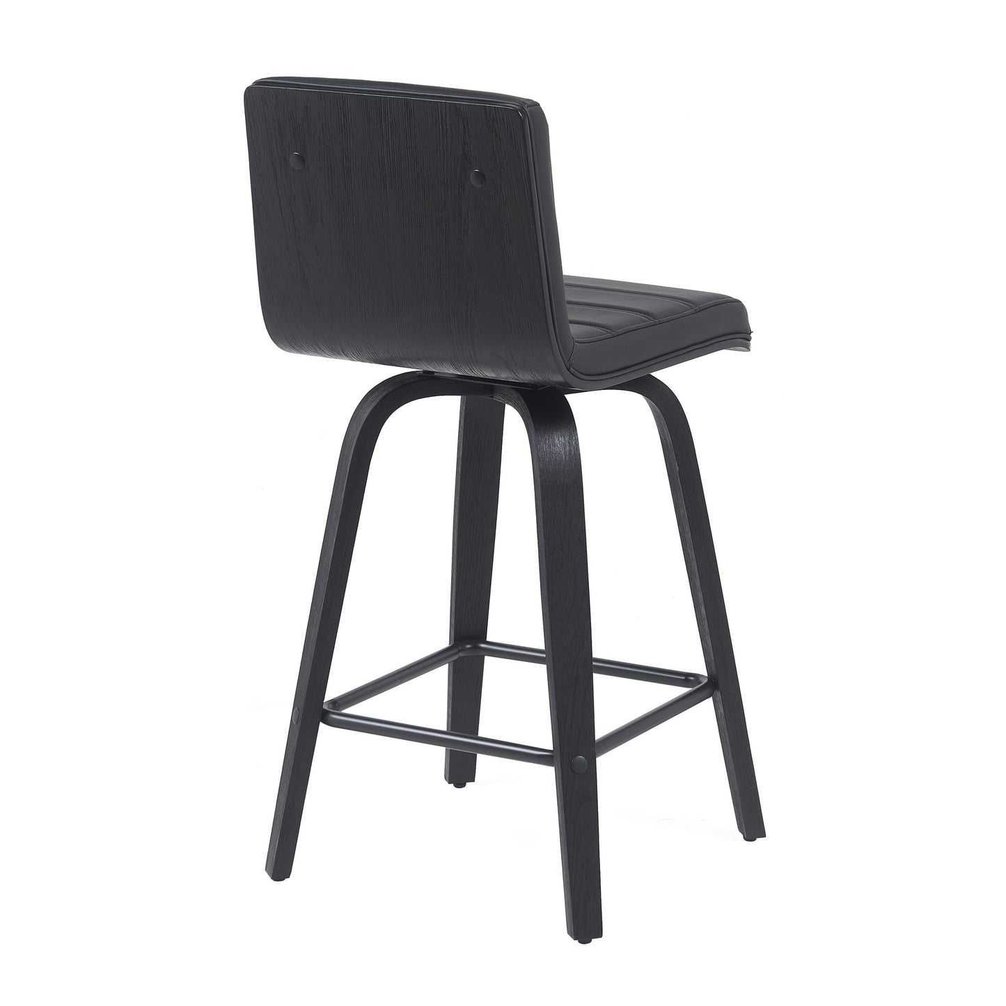 Vienna - Modern Counter Height Swivel Bar Stool - Black Brushed Wood Frame