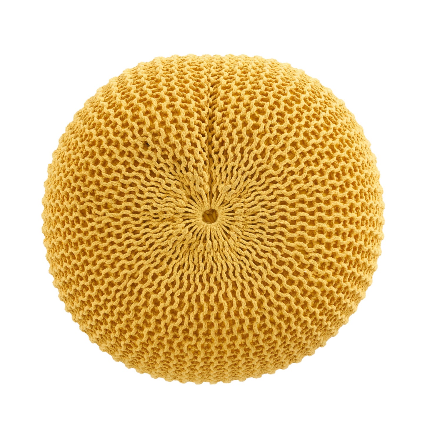 Bordeaux - Knitted Cotton Round Pouf, Versatile Ottoman And Floor Cushion