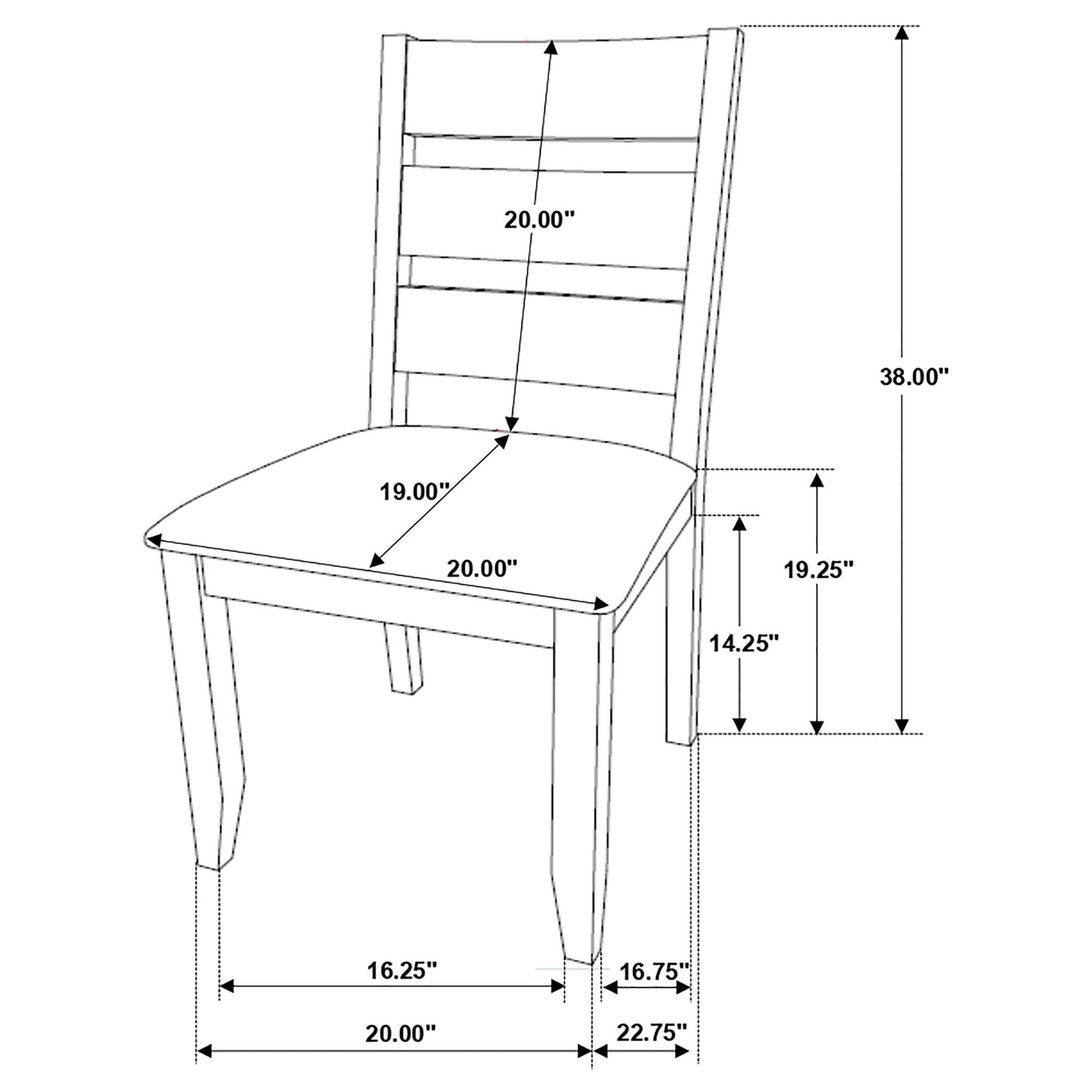 Dining Chair With Ladder Back Design (Set of 2) - Brown