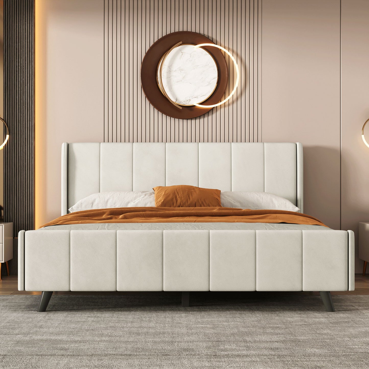 Upholstered Platform Bed Velvet