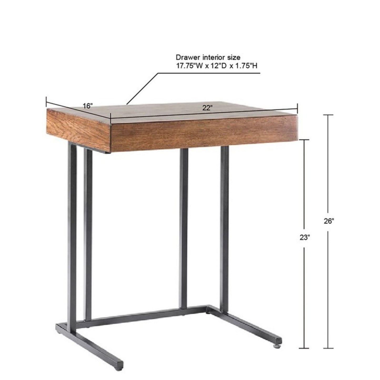 Wynn - Pull Up Table With Storage Compartment 22X16X26" - Pecan