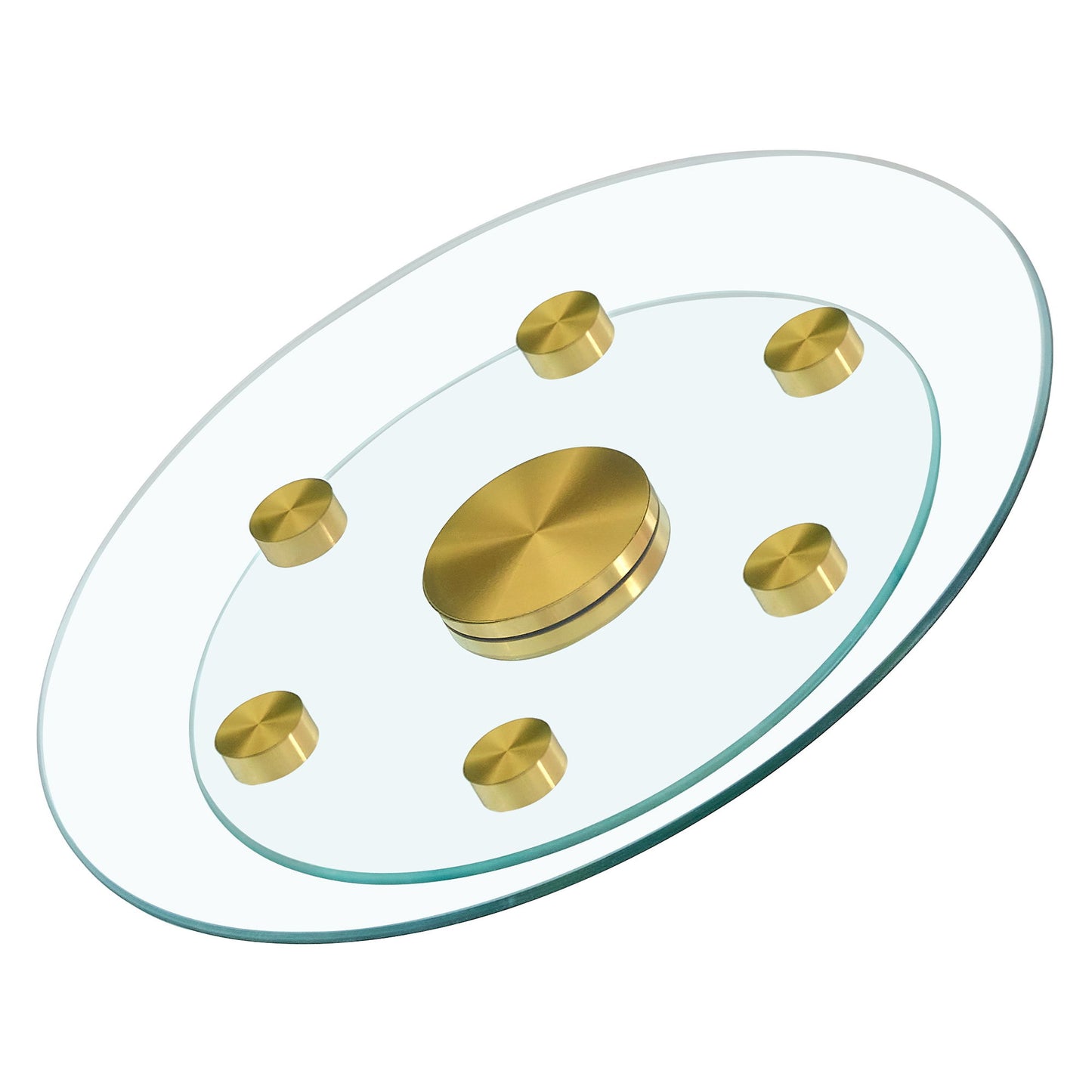 Double Layer Rotatable Round Glass Plate - Gold / Transparent