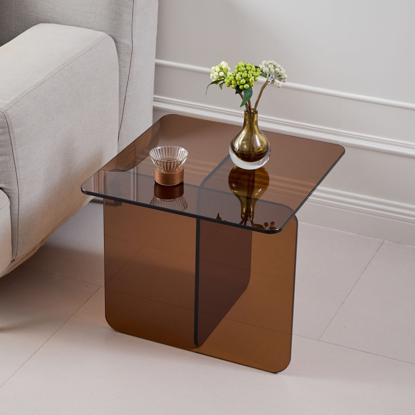 Modern Transparent Tempered Glass Sidetable