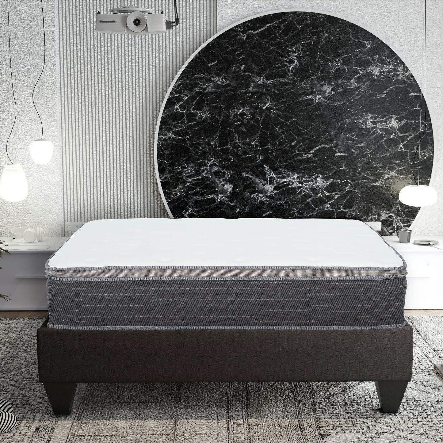 12'' Queen Size Hybrid Mattress In A Box, Plush Gel Memory Foam Mattress Top With Pocket Coil Base - Gray / White