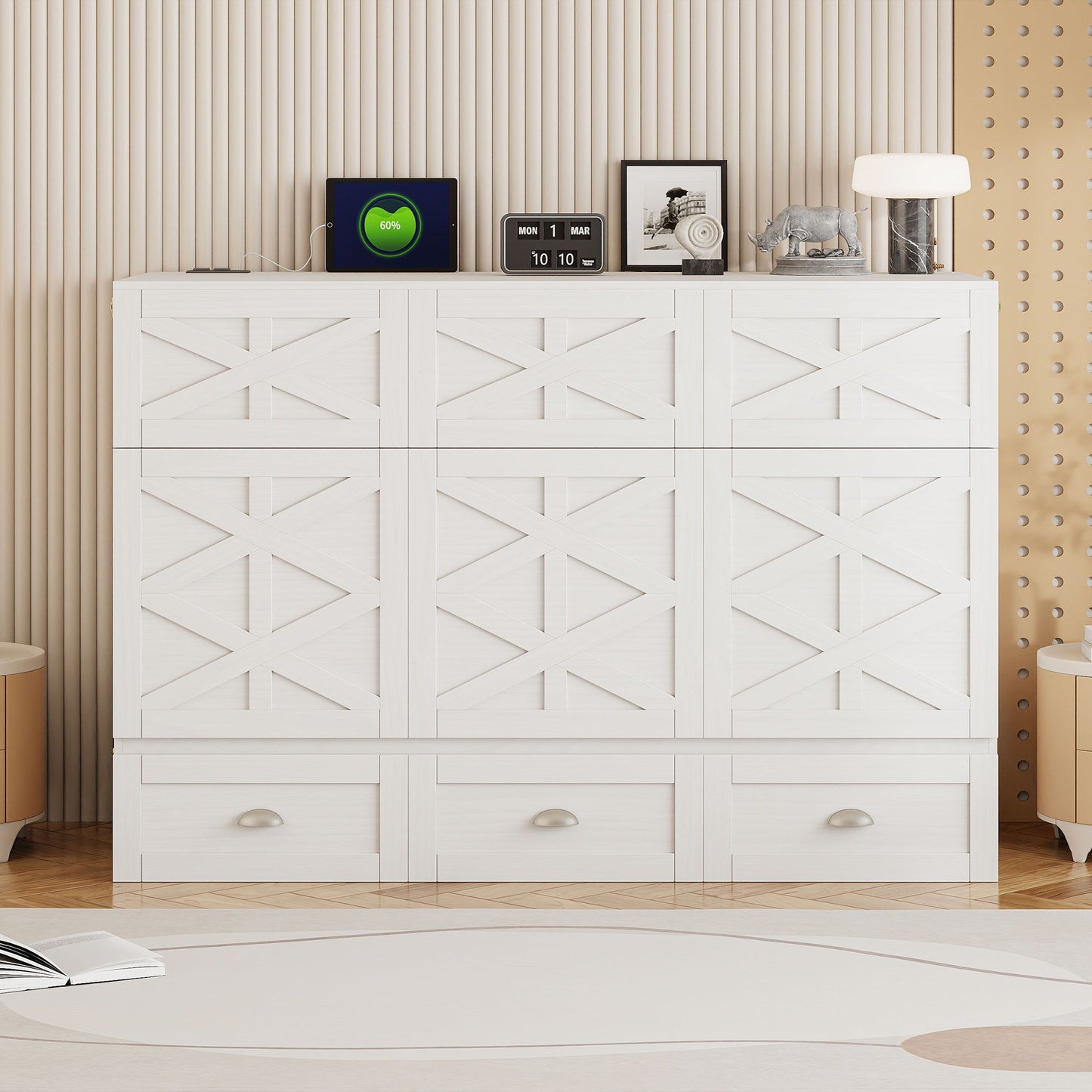 Murphy Bed With Large Drawers And USB Ports