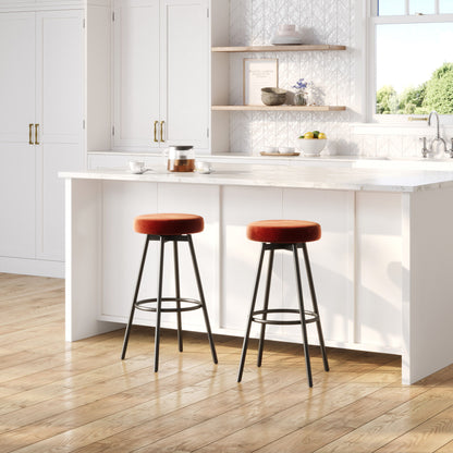 Modern Glam Upholstered Bar Stool - Rust