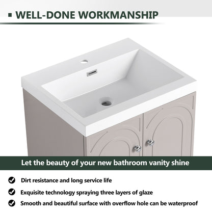 Contemporary Freestanding Bathroom Vanity With Resin Sink & Soft-Close Cabinet Doors