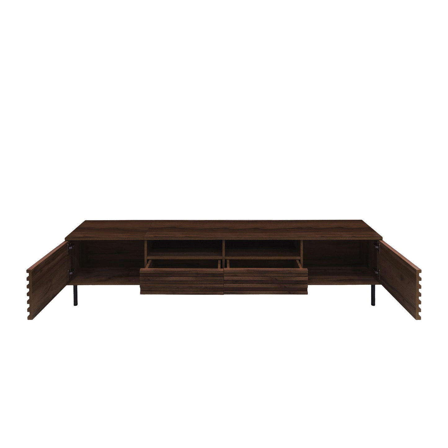 TV Stand For TVs Up To 85" With Closed Storage, Soft Closing Hinges - Walnut