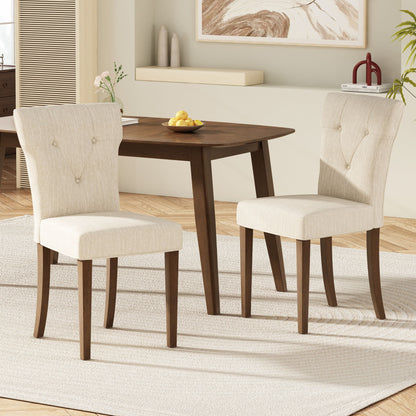 Mid Century Style Wood Dining Table With Rounded Corners - Walnut
