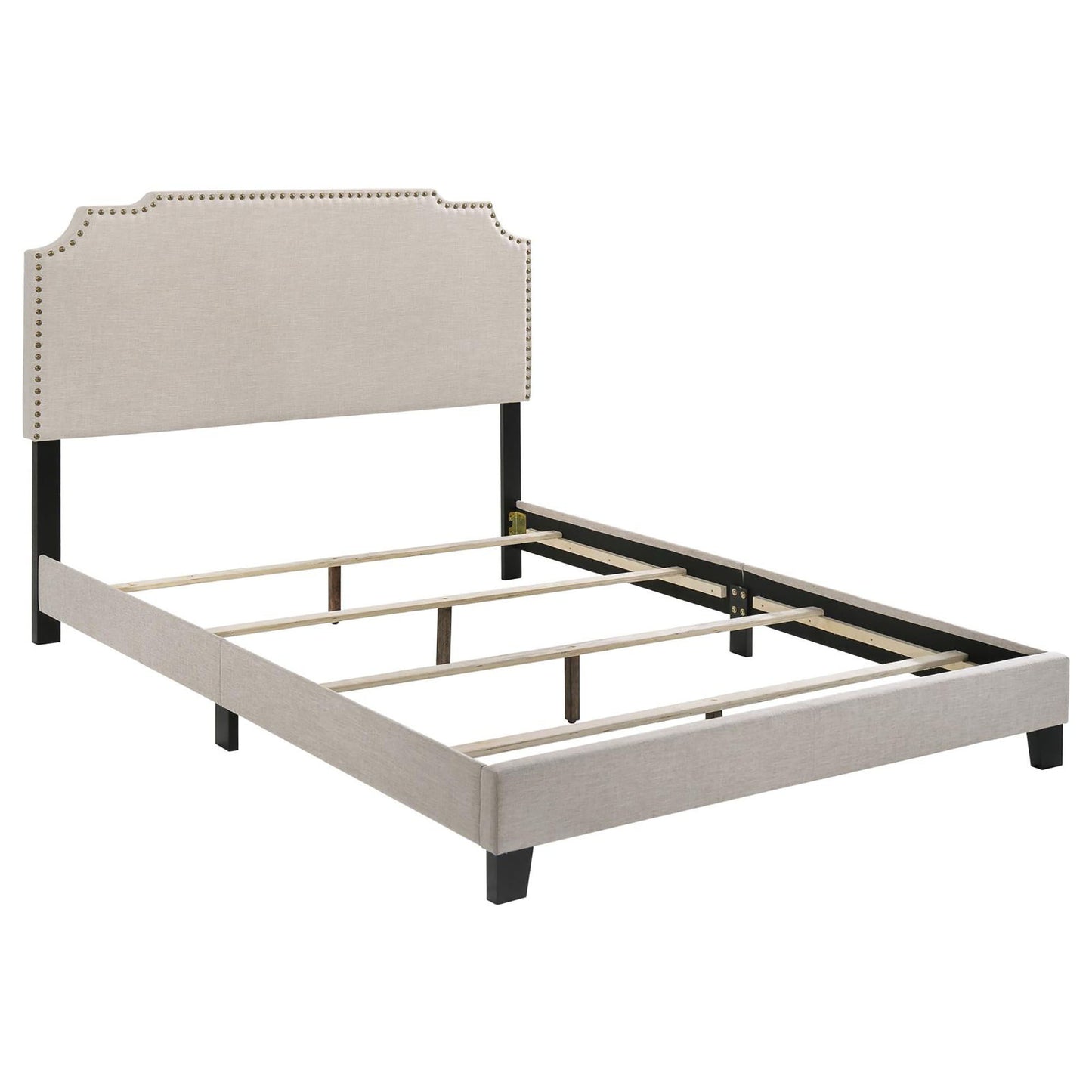 Panel Bed With Nailhead Trim, Upholstered Headboard