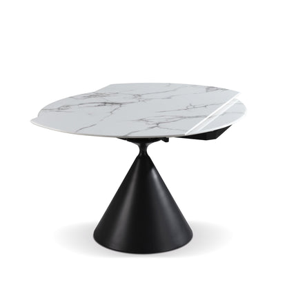 Abel - Extendable Round Dining Table - White