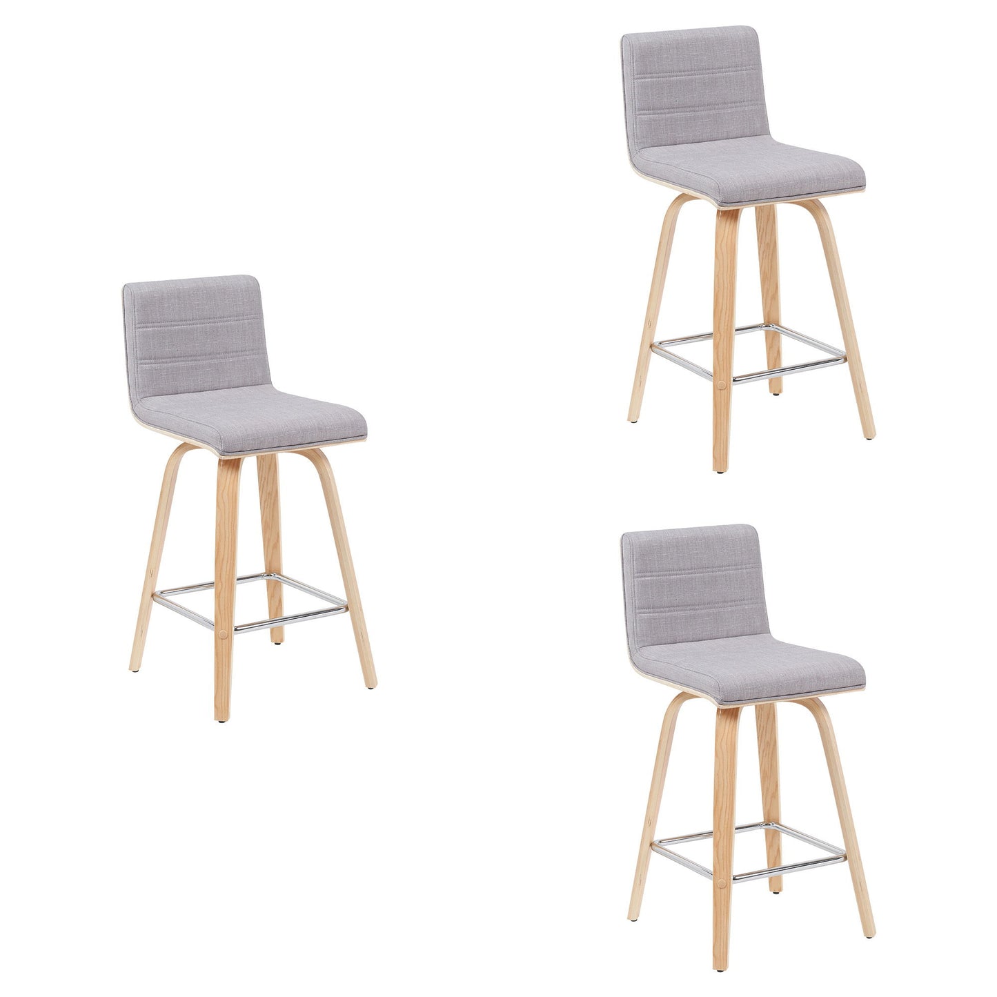 Vienna - Modern Counter Height Swivel Bar Stool - Patterned Oak Wood Frame