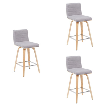 Vienna - Modern Counter Height Swivel Bar Stool - Patterned Oak Wood Frame