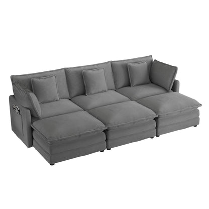 Modern Modular Sectional Sofa With Side Storage Pockets For Living Room