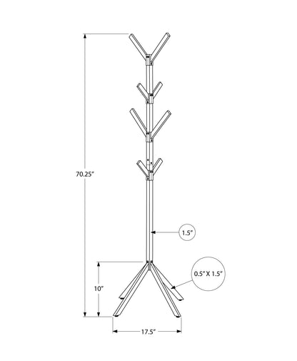Coat Rack, Hall Tree, Free Standing, 8 Hooks, Entryway, Contemporary & Modern