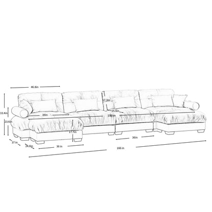 Super Comfort Oversized Modular Sectional Sofa With Movable Ottoman