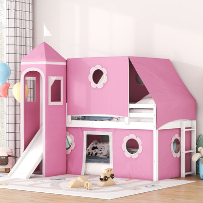 Loft Bed With Slide Tent And Tower Fun Playhouse Design