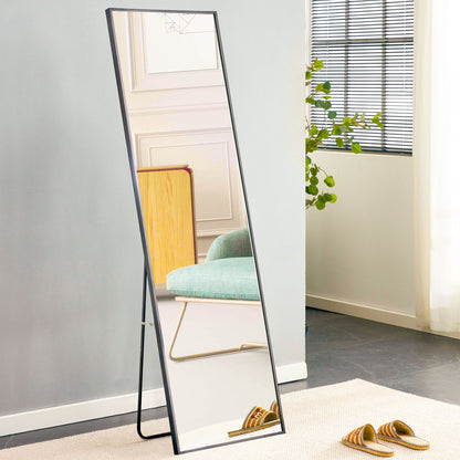 Aluminum Frame Minimalist Mirror, Bathroom Bedroom Wall Mirror, Elevating Contemporary Interiors, Can Be Wall Mounted Or Opened As A Standing Mirror - Black