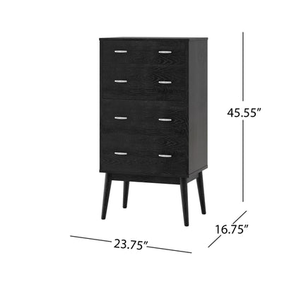 Wilbur - Faux Wood And Rubberwood 4 Drawer Dresser - Black