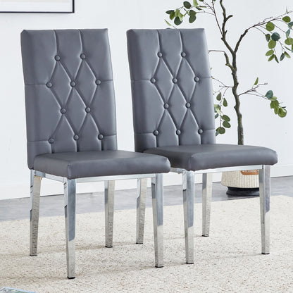 Vintage Style Armless Dining Chairs Set With Grid And Buckle Design