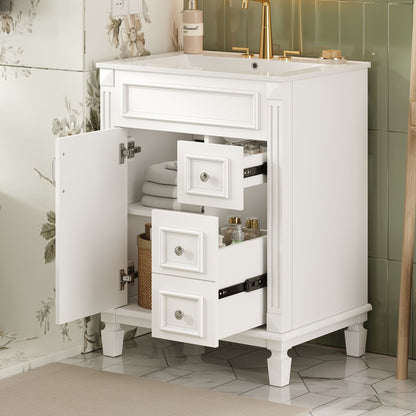 Bathroom Vanity With Sink, Compact Cabinet & 2 Drawers And Adjustable Shelf