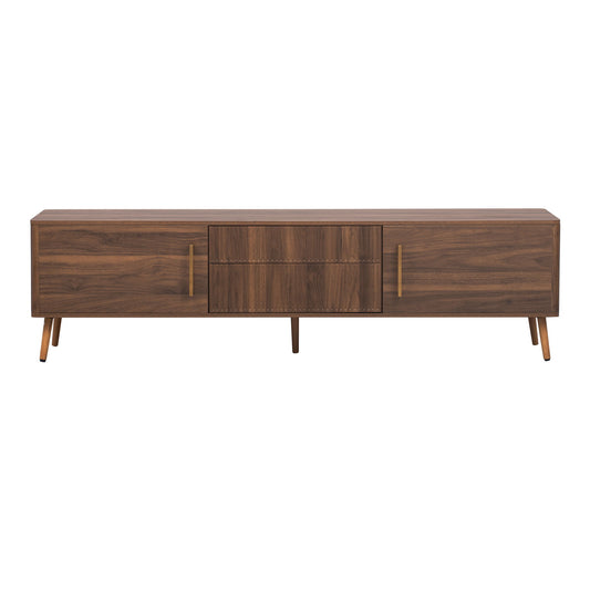 TV Stand With 2 Drawers, Media Console Table For TVs Up To 80'' For Living Room - Walnut