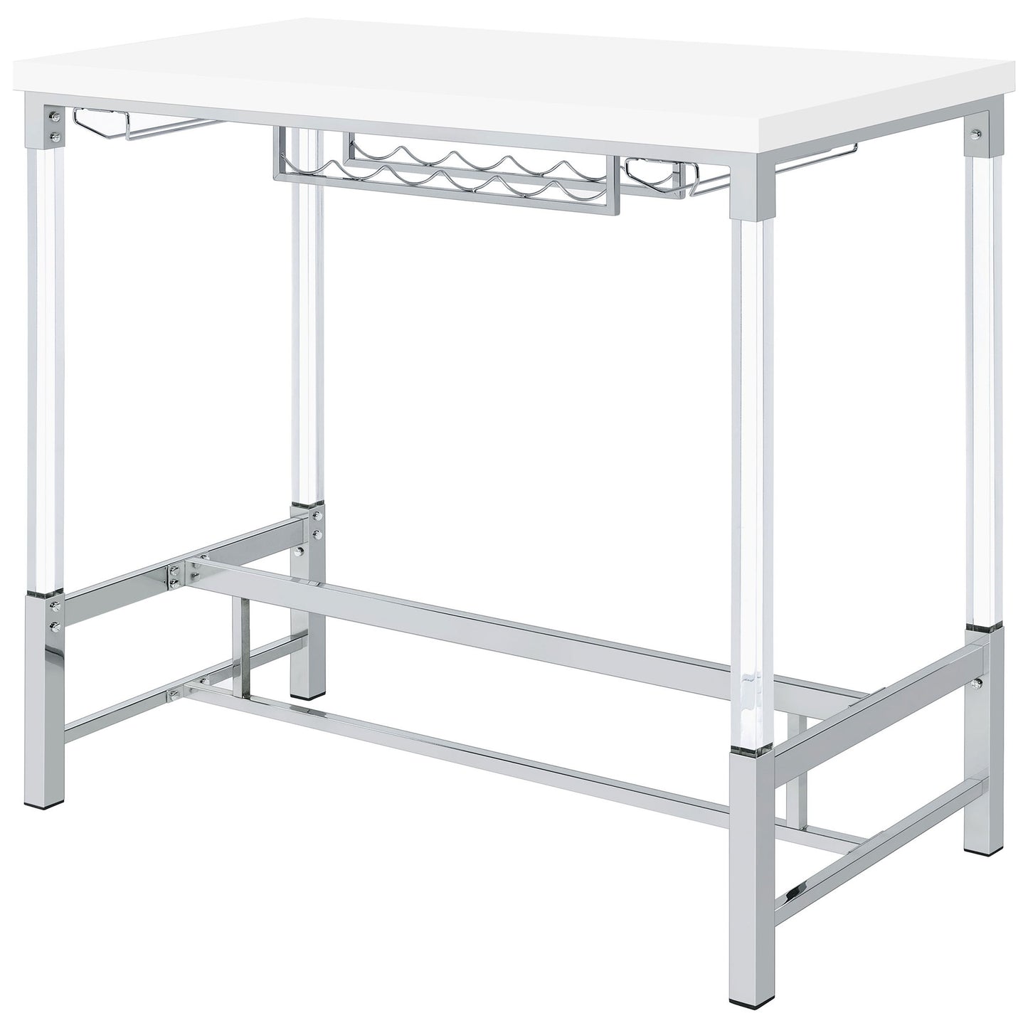 Tonneson - Bar Table With Trestle Base And Wine Storage - White