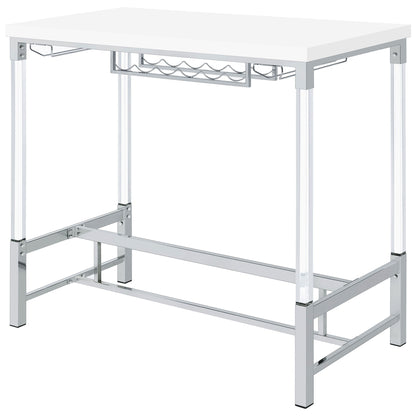 Tonneson - Bar Table With Trestle Base And Wine Storage - White