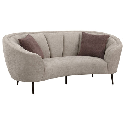 Saanich - Upholstered Curved With Plump Accent Pillows - Beige