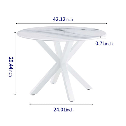 Cross Leg Dining Table With Round Top, For 4 - 6 People - White