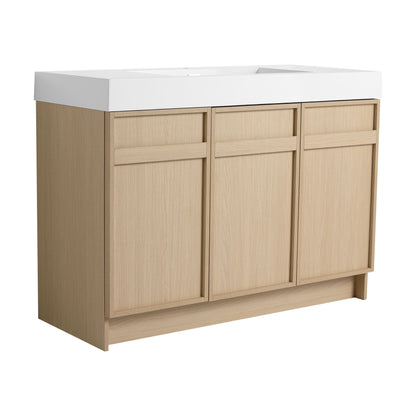 Freestanding Bathroom Vanity With Resin Sink & Soft Close Cabinet Doors