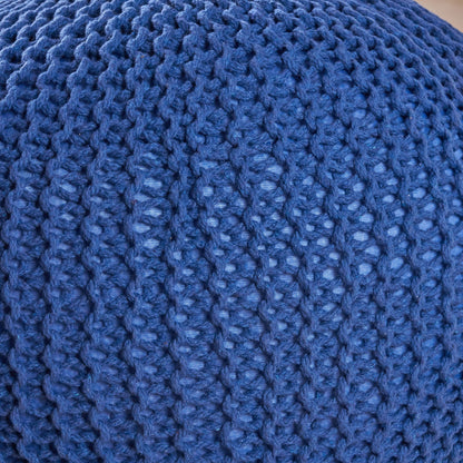 Bordeaux - Knitted Cotton Round Pouf, Versatile Ottoman And Floor Cushion