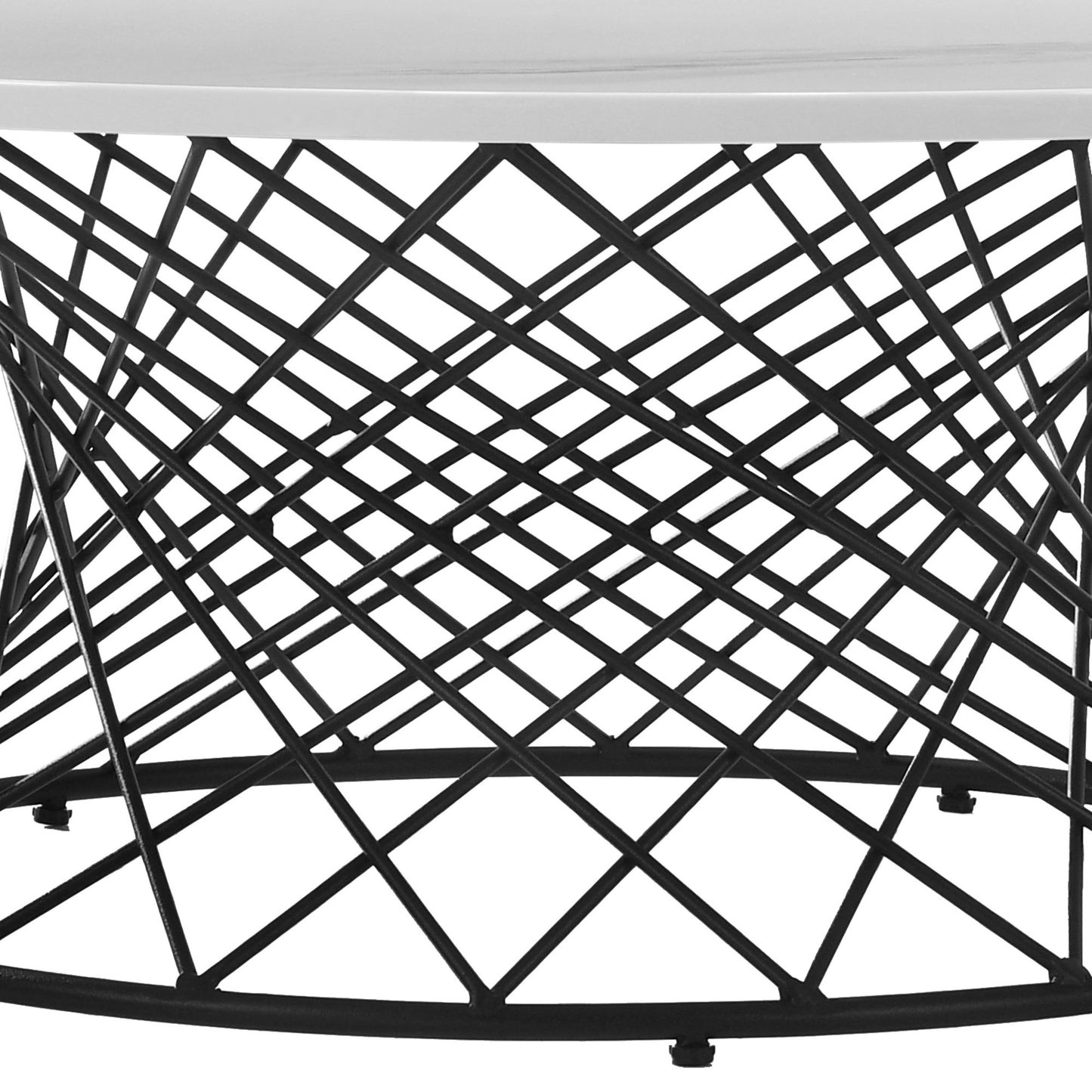 Loxley - Marble Coffee Table With Metal Base - White / Black