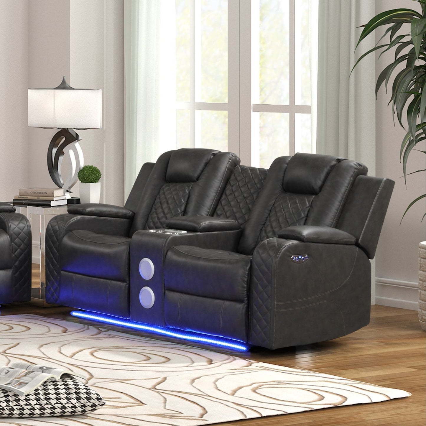 Benz - Power Reclining Loveseat With LED Lighting And Built In USB