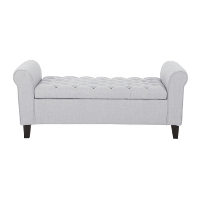 Hayes - Contemporary Armed Storage Bench With Button Tufting And Rolled Arms