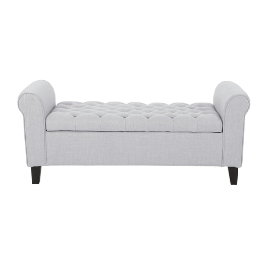 Hayes - Contemporary Armed Storage Bench With Button Tufting And Rolled Arms